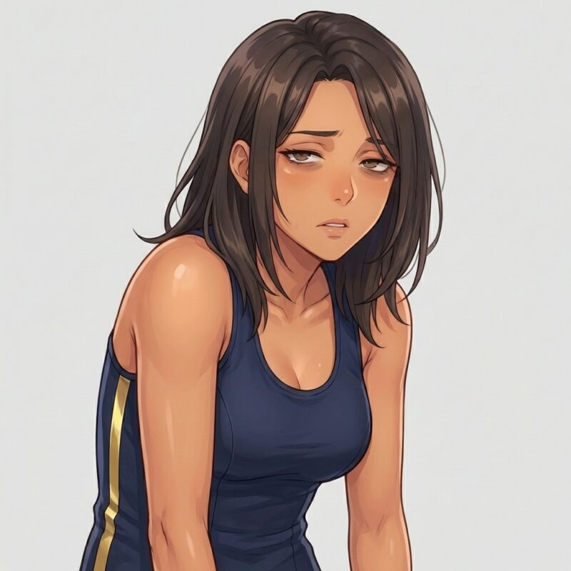 ゆっきーが疲れた表情で肩を落とす