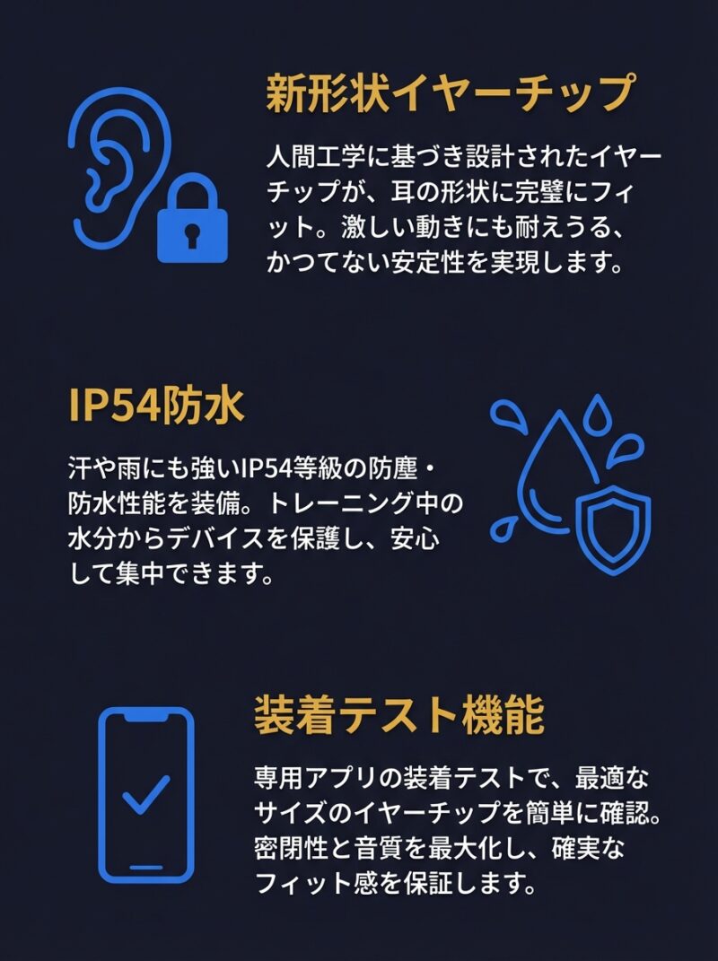 AirPods Pro 3が筋トレで落ちない3つの理由 新形状イヤーチップ IP54防水 装着テスト機能