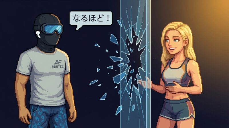 白いAirPods Pro 3のライブ翻訳で海外選手と言葉の壁を壊して会話する覆面アスリート