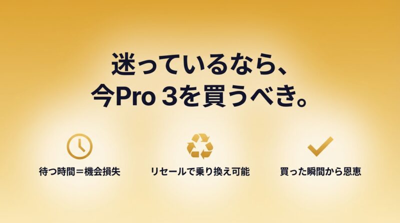 迷っているなら今Pro 3を買うべき 待つ時間は機会損失 まとめ