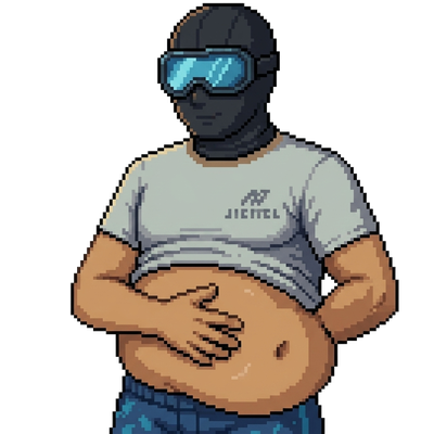 増量期の覆面アスリート お腹が出ているイラスト