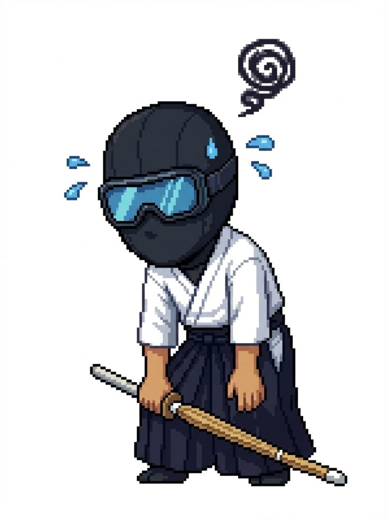 剣道着でヘロヘロの覆面アスリート（高校時代）