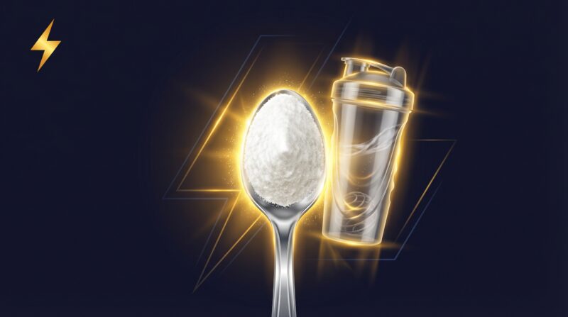 ダークネイビー背景にゴールドのシェイカーとスプーン — マルトデキストリン・粉飴のサムネイル