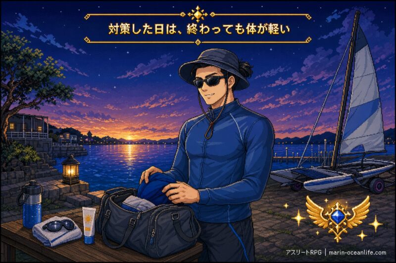 紫外線対策をした日は、競技を終えても体が軽い。