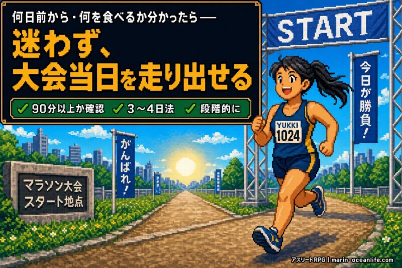 何日前から何を食べればいいか分かり迷いを手放して大会当日を走り出すゆっきー
