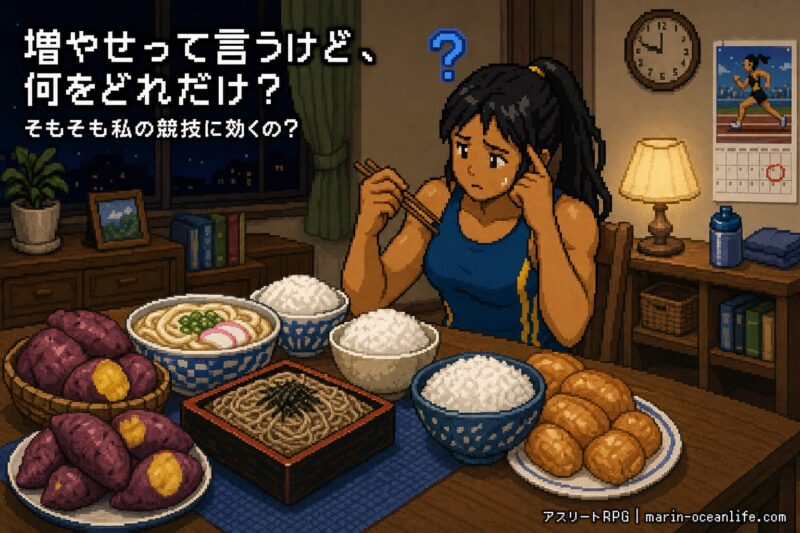 大会前、ご飯を増やせと言われたけど本当に効くの?何をどれだけ?と食卓で戸惑うゆっきー