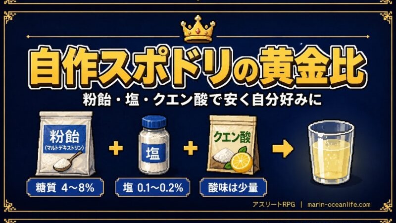 自作スポーツドリンクは市販より効くのか?粉飴の黄金比レシピと、練習・レース・夏の使い分け