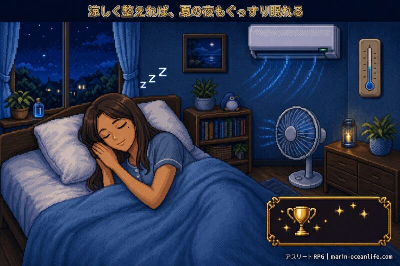 寝室を整えたら、涼しく静かな夜にぐっすり眠れて翌朝すっきり。
