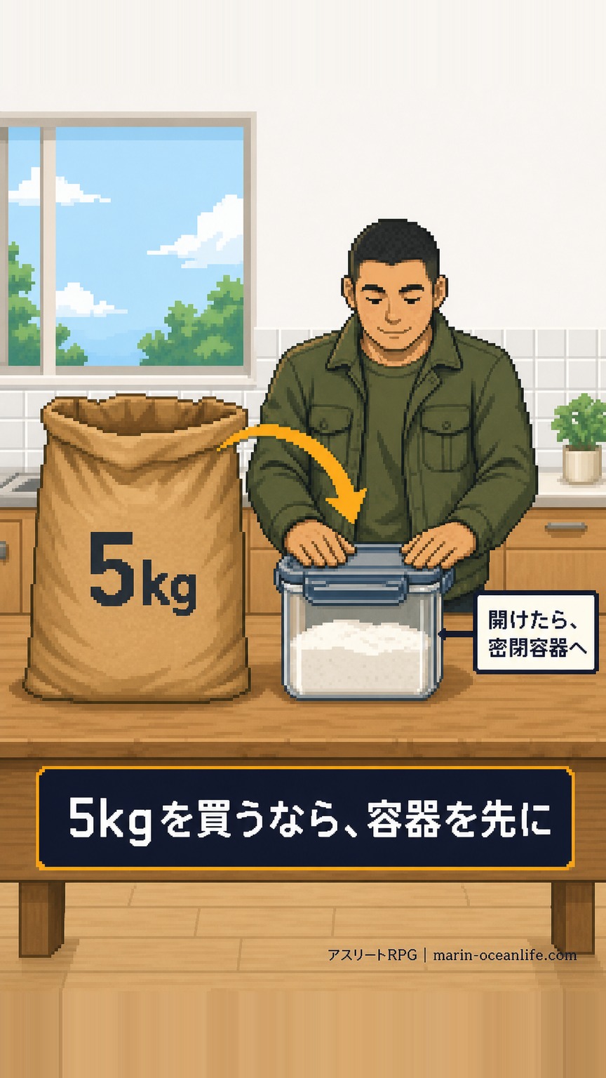 5kgを選ぶなら、密閉できる容器を先に用意してから買う