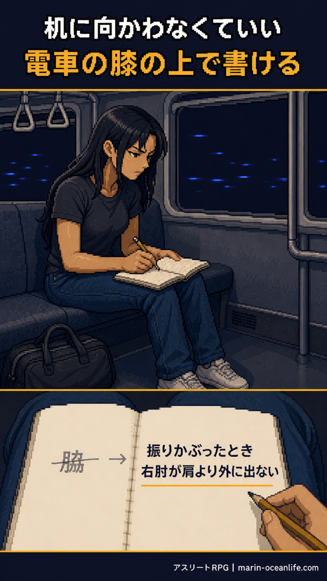 書き直すのに机はいらない。帰りの電車の膝の上で足りる